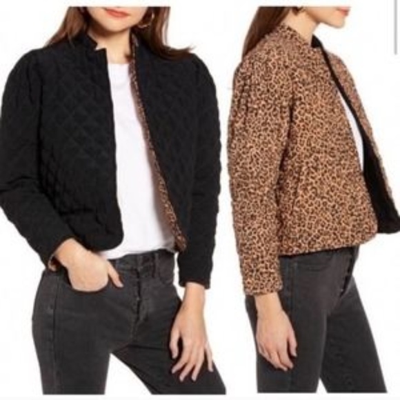 Something Navy Reversible Quilted Jacket leopard - Picture 2 of 4